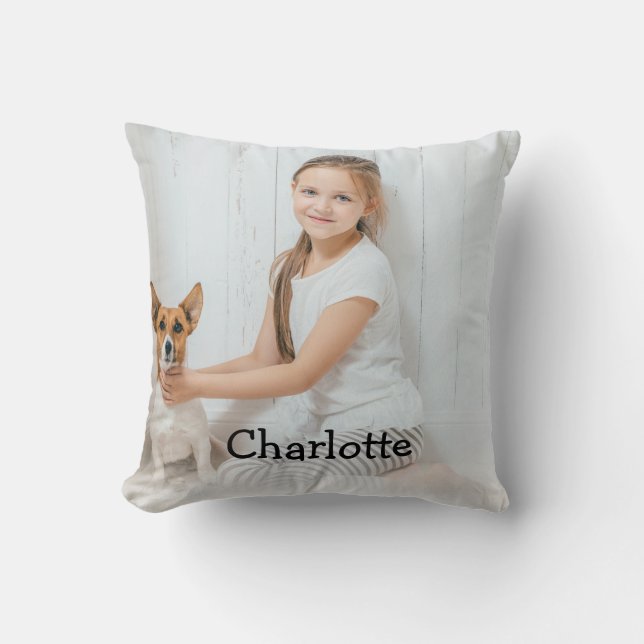 Coussin Monogramme de photo personnalisé de style moderne (Recto)