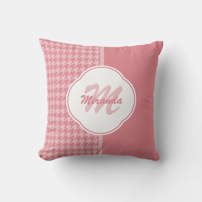 Coussin Monogramme de pied de lit rose clair avec nom (Recto)