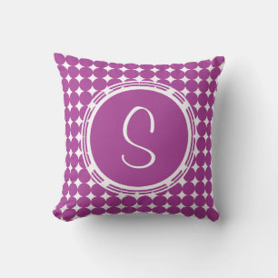 Coussin Monogramme de point Polka violet