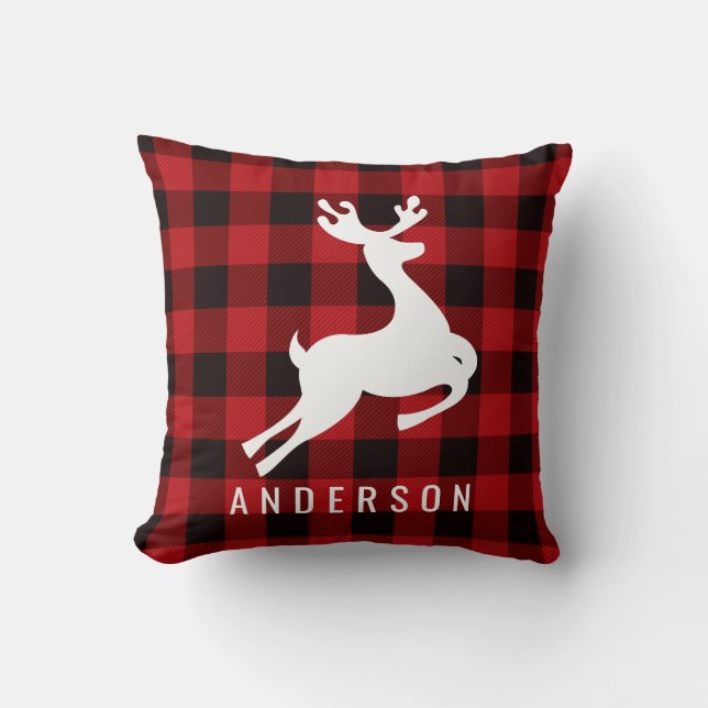 Coussin Monogramme de rennes | Plage de buffle rouge profo (Recto)