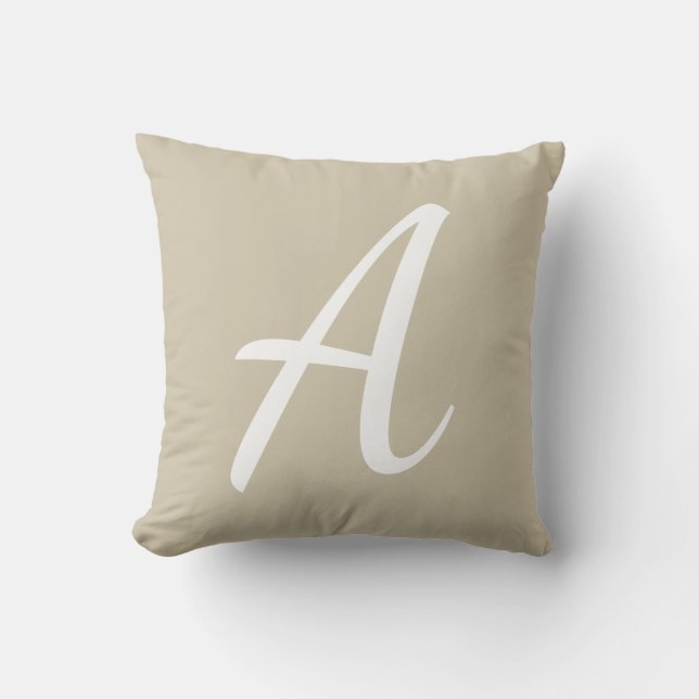 Coussin Monogramme de sable beige (Recto)