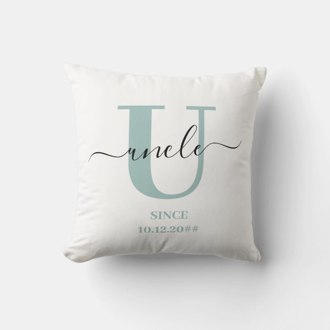 Coussin Monogramme de script élégant oncle (Recto)