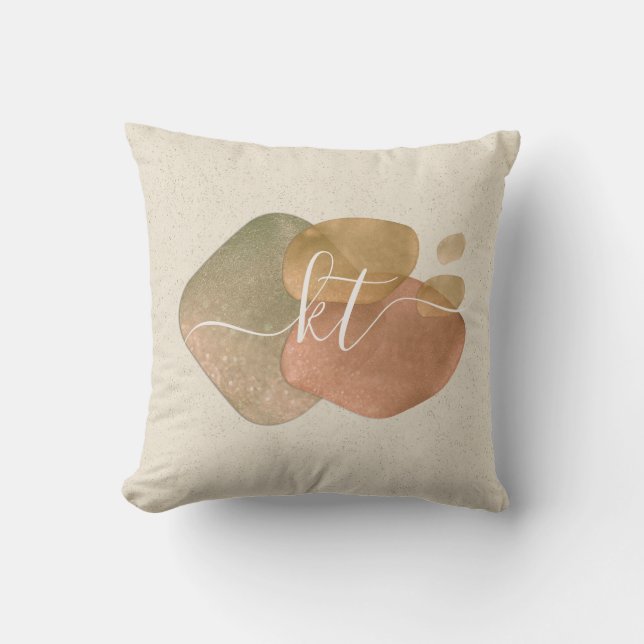 Coussin Monogramme de script Formes Abstraites Modernes  (Recto)