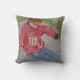 COUSSIN MONOGRAMME DE SKIER DOWNHILL