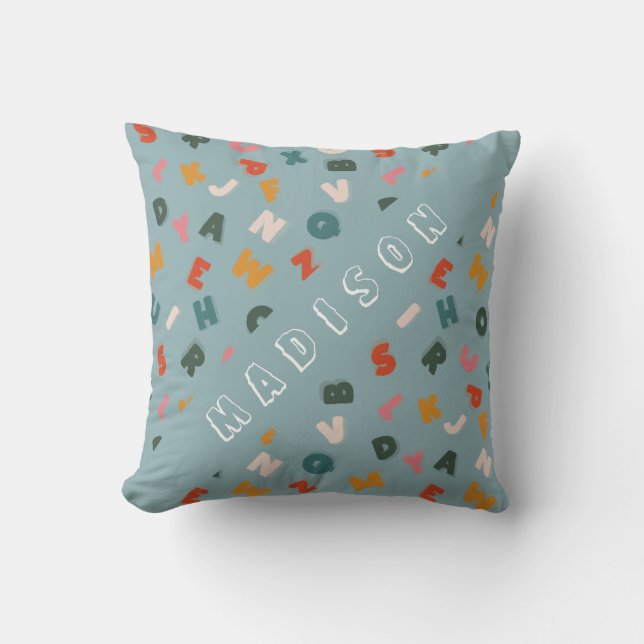 Coussin monogramme de soupe alphabétique cool (Recto)