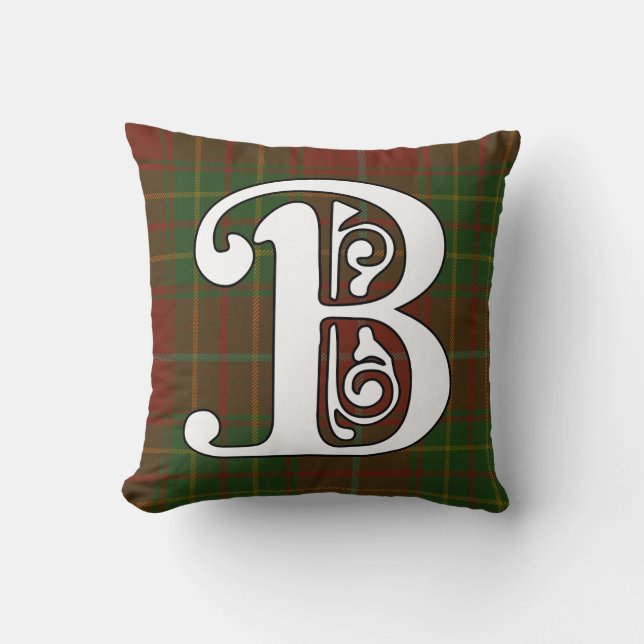 Coussin Monogramme de tartan de clan de Burnett (Recto)