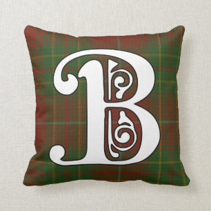 Coussin Monogramme de tartan de clan de Burnett