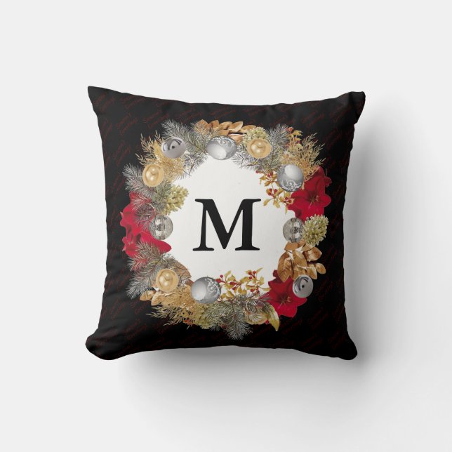Coussin MONOGRAMME DE TERRE DE Noël Noir (Recto)