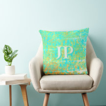 Monogramme de texture océanique turquoise clair en