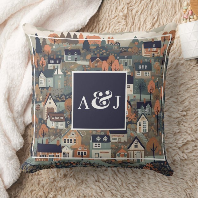 Coussin Monogramme de village scandinave (Couverture)