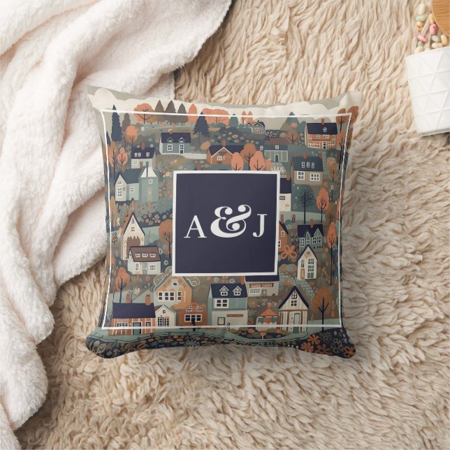 Coussin Monogramme de village scandinave (Couverture)