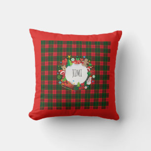 Coussin Monogramme Décor écossais de Noël et de Bonne A