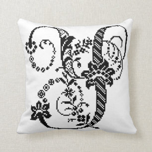Coussin Monogramme décoratif de pixel de Y avec le coussi