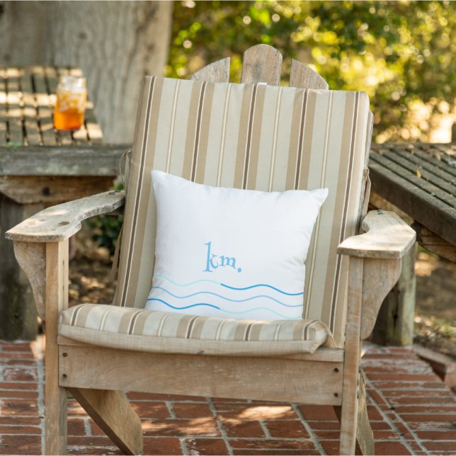 Coussin Monogramme des vagues bleues (Chaise)