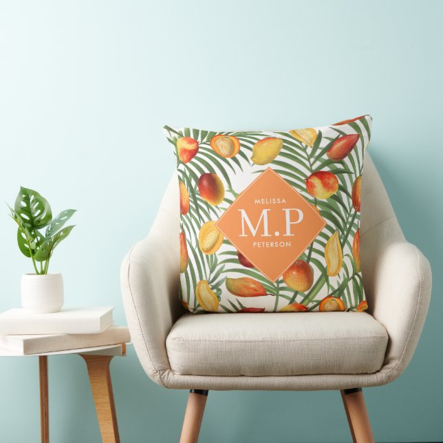 Coussin Monogramme d'été Mango vintage et verdure (Chaise)