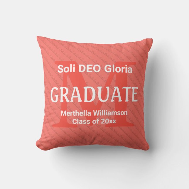 Coussin Monogramme d'études supérieures SOLI DEO GLORIA (Recto)