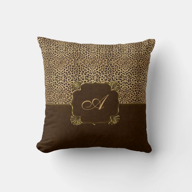 Coussin Monogramme d'impression de guépard (Recto)
