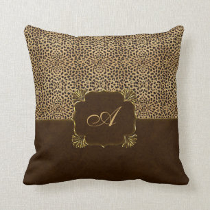 Coussin Monogramme d'impression de guépard