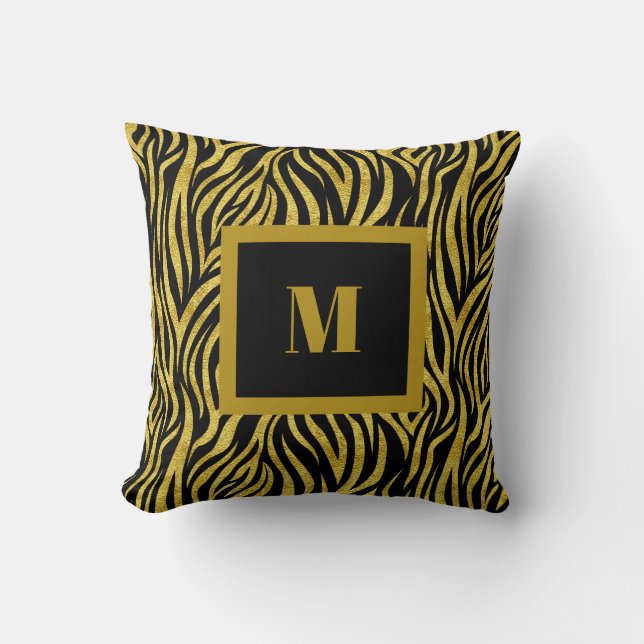 Coussin Monogramme d'impression Zebra (Recto)