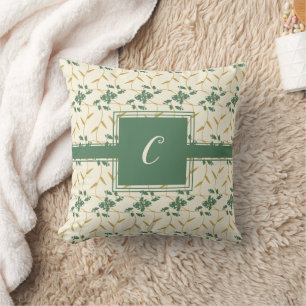 Coussin Monogramme d'ivoire floral regal joyeux