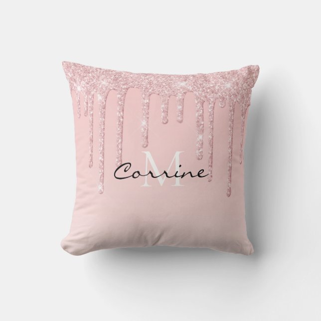 Coussin Monogramme Dusty Pink Driving Parties scintillant  (Recto)