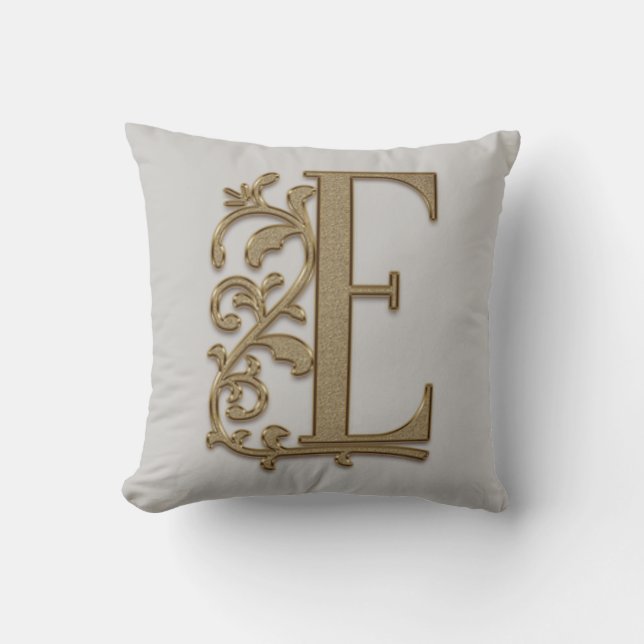 Coussin Monogramme E Famille Grey Clair, Mariage, Annivers (Recto)