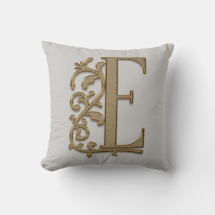 Coussin Monogramme E Gris Clair Famille, Mariage, Annivers