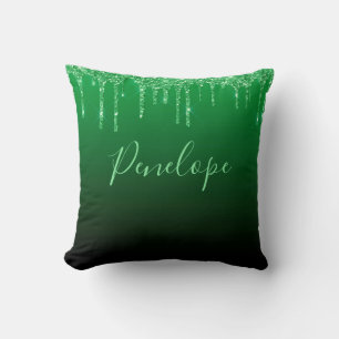 Coussin Monogramme élégant à goutte de Parties scintill