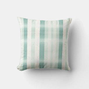 Coussin Monogramme Élégant Aquarelle Rayure Vert Crème