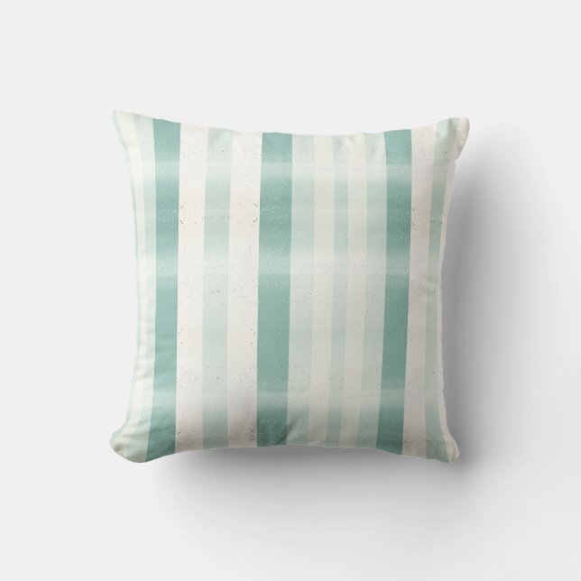 Coussin Monogramme Élégant Aquarelle Rayure Vert Crème (Recto)