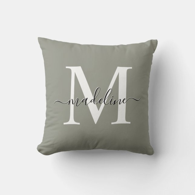 Coussin Monogramme Élégant de brouillard à feuillage persi (Recto)