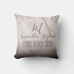 Coussin Monogramme Élégant de la Glitterie Violette Fille