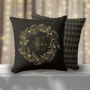 Coussin Monogramme élégant de lettre E en feuille d'or