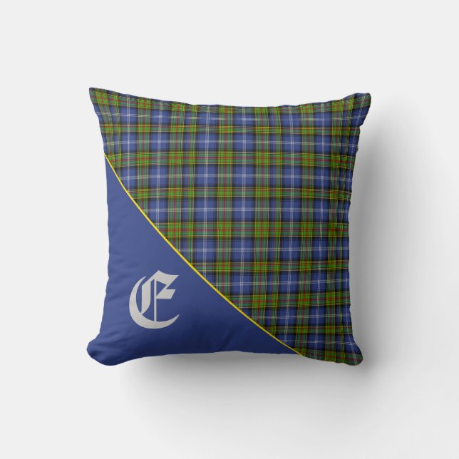 Coussin Monogramme élégant de tartan de clan d'Estes (Recto)