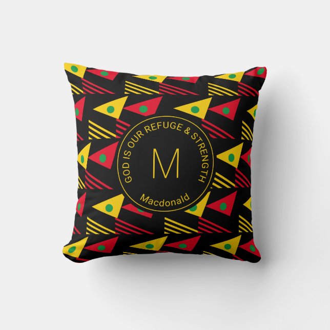Coussin Monogramme élégant et ethnique géométrique triangl (Recto)