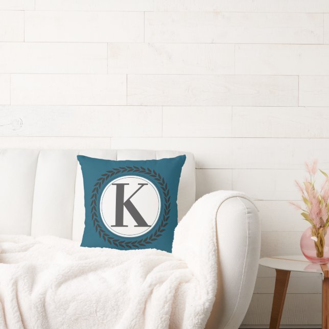 Coussin Monogramme élégant initial bleu   (Canapé)