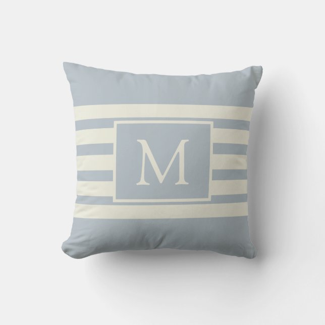 Coussin Monogramme élégant moderne Motif bleu initial (Recto)