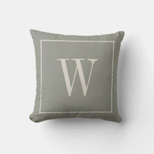 Coussin Monogramme Élégant Moderne Personnalisé Taupe Init