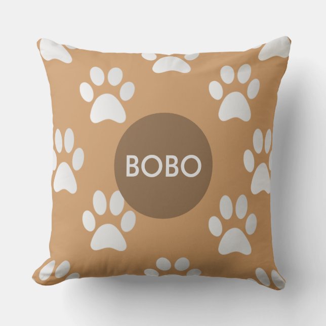 Coussin Monogramme empreintes de patte adorables (Recto)