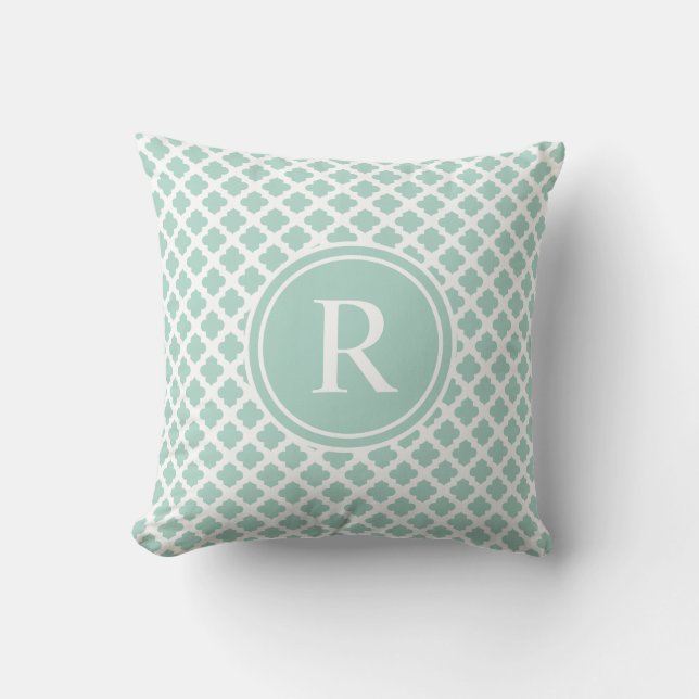 Coussin Monogramme en bon état élégant de Seafoam (Recto)