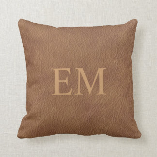 Coussin Monogramme en cuir Faux