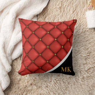 Coussin Monogramme en cuir vintage