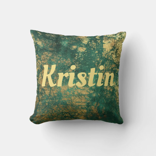 Coussin Monogramme en marbre vert et or (Recto)