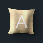 Coussin Monogramme en métal brossé de luxe Nom initial<br><div class="desc">Luxury Gold Foil brossé Monogramme de métal Nom et Coussin initial. La coussin est le cadeau idéal pour quelqu'un qui décorera sa chambre avec style.</div>