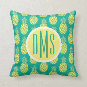 Coussin Monogramme en pastel des ananas  