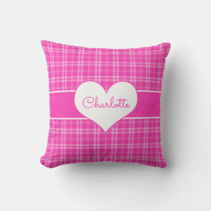 Coussin Monogramme en plis rose coeur doux