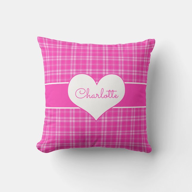 Coussin Monogramme en plis rose coeur doux (Recto)
