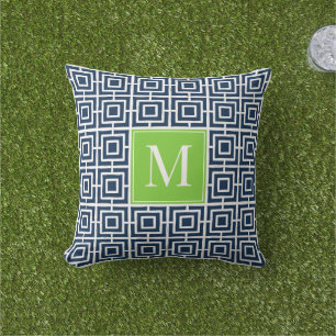 Coussin Monogramme en treillis carré Prépa – Nuit et Citro