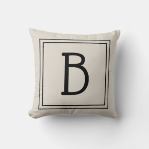Coussin Monogramme encadré tendance lettre initiale Brun c