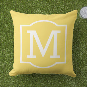 Coussin Monogramme entre parenthèses blanc jaune vif